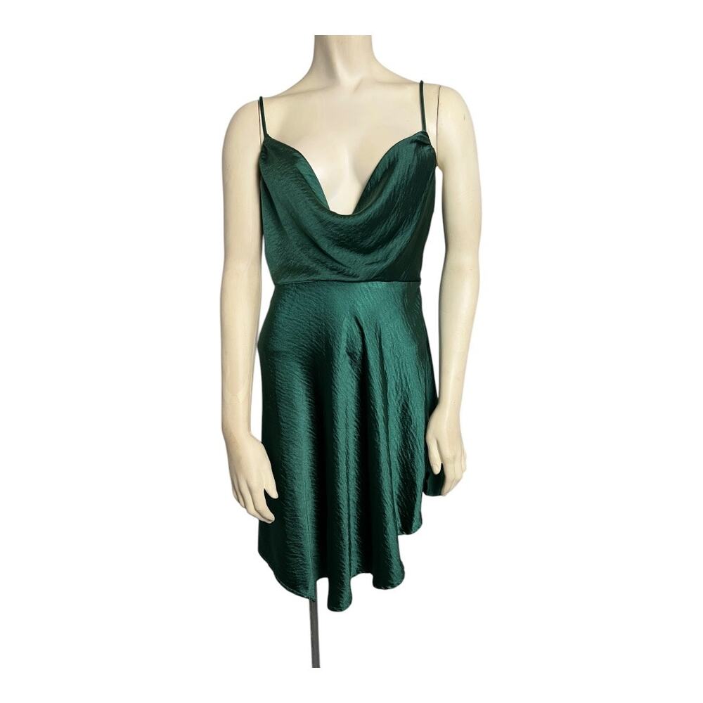 Angel Biba Sleeveless Cowl Neck Mini Dress Green Women's Size M Cocktail Parties - Picture 3 of 8